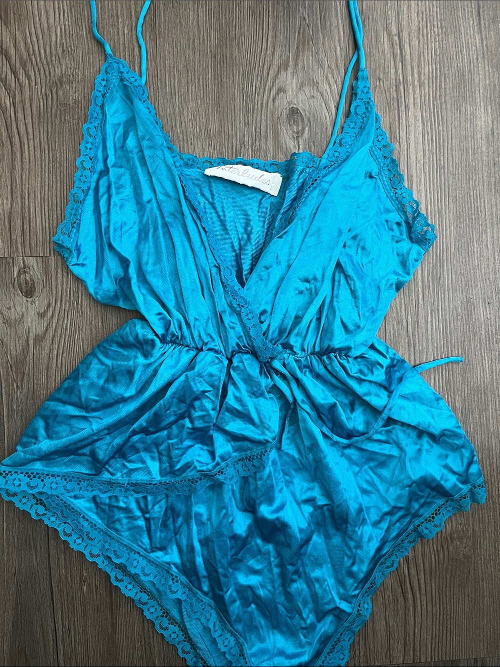 Vintage Lace-Trim Chemise Romper